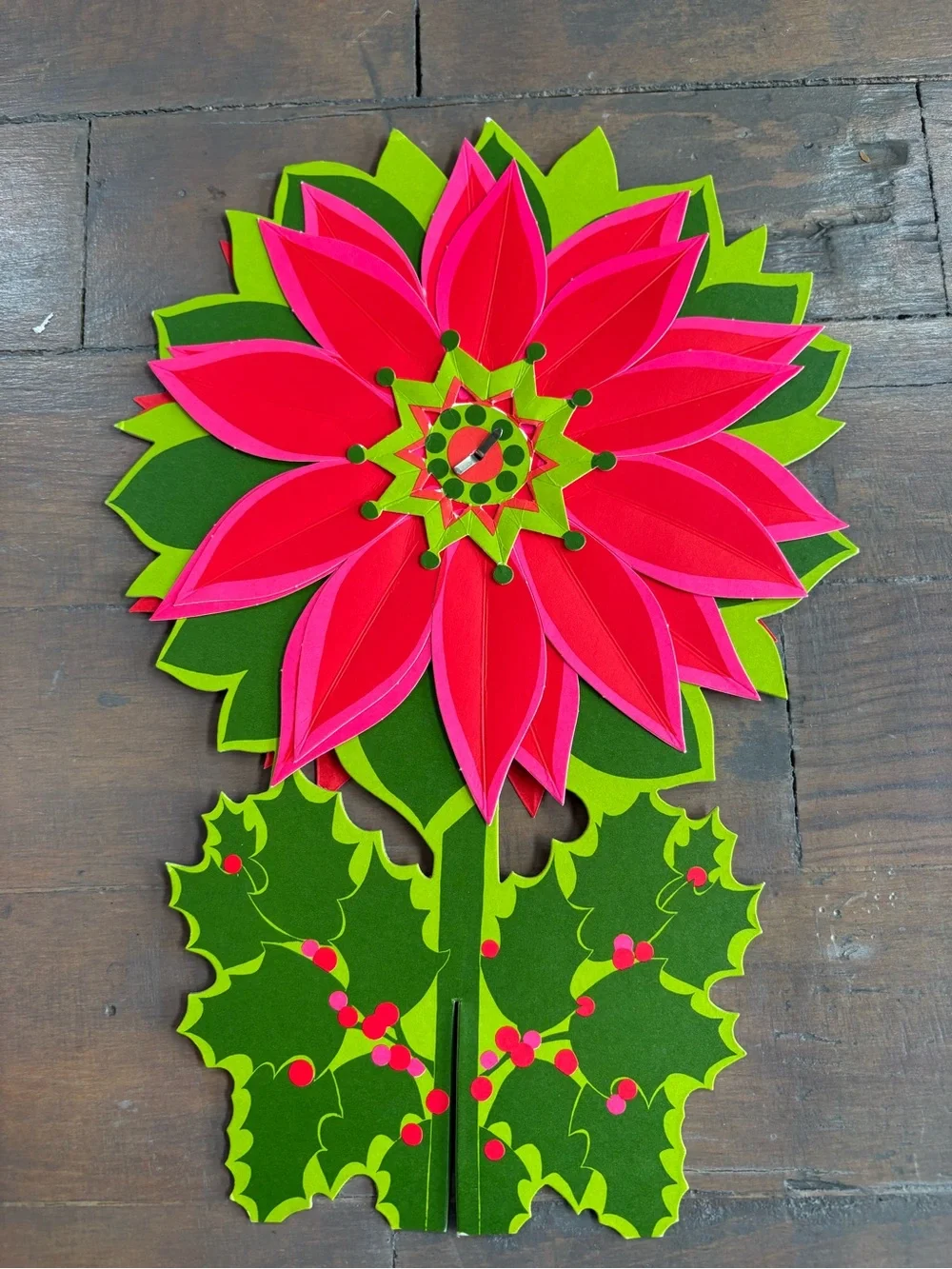 Hallmark Pink & Green Poinsettia Centerpiece Kit 1970